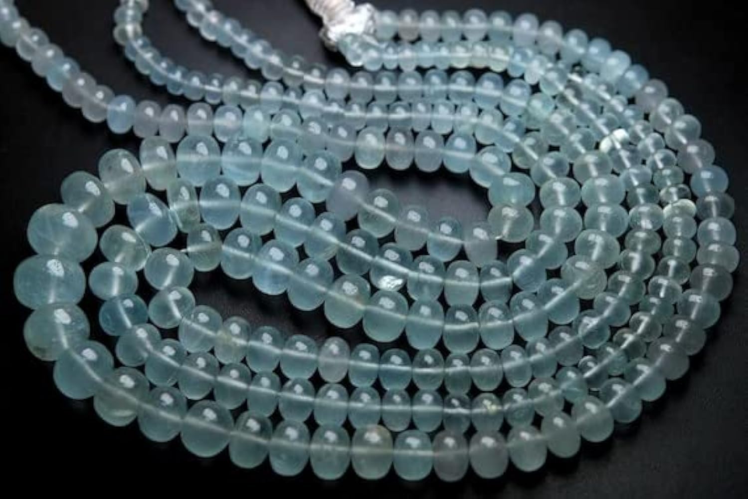 Rondelles aigue-marine laiteuse 6-8mm en fil de 8 pouces pour création de bijoux