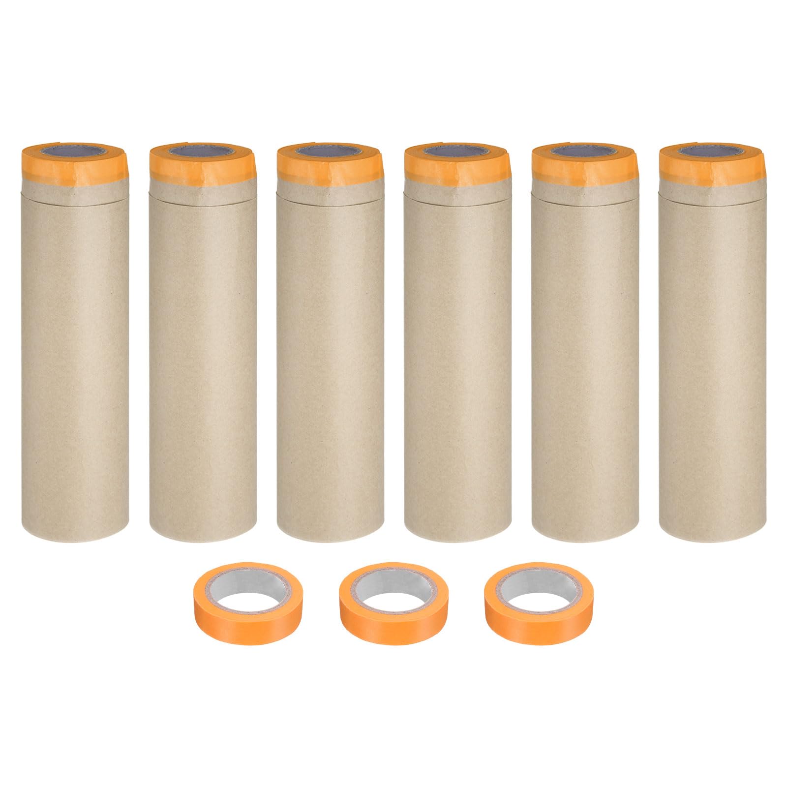 QUARKZMAN 6 Rollos De Película De Enmascarado Pretapeada 17.7 Pies X 49 Pies Con 3 Cintas Adhesivas Extra Lona De Plástico Con Cinta Adhesiva De Alta Adherencia Para Protección