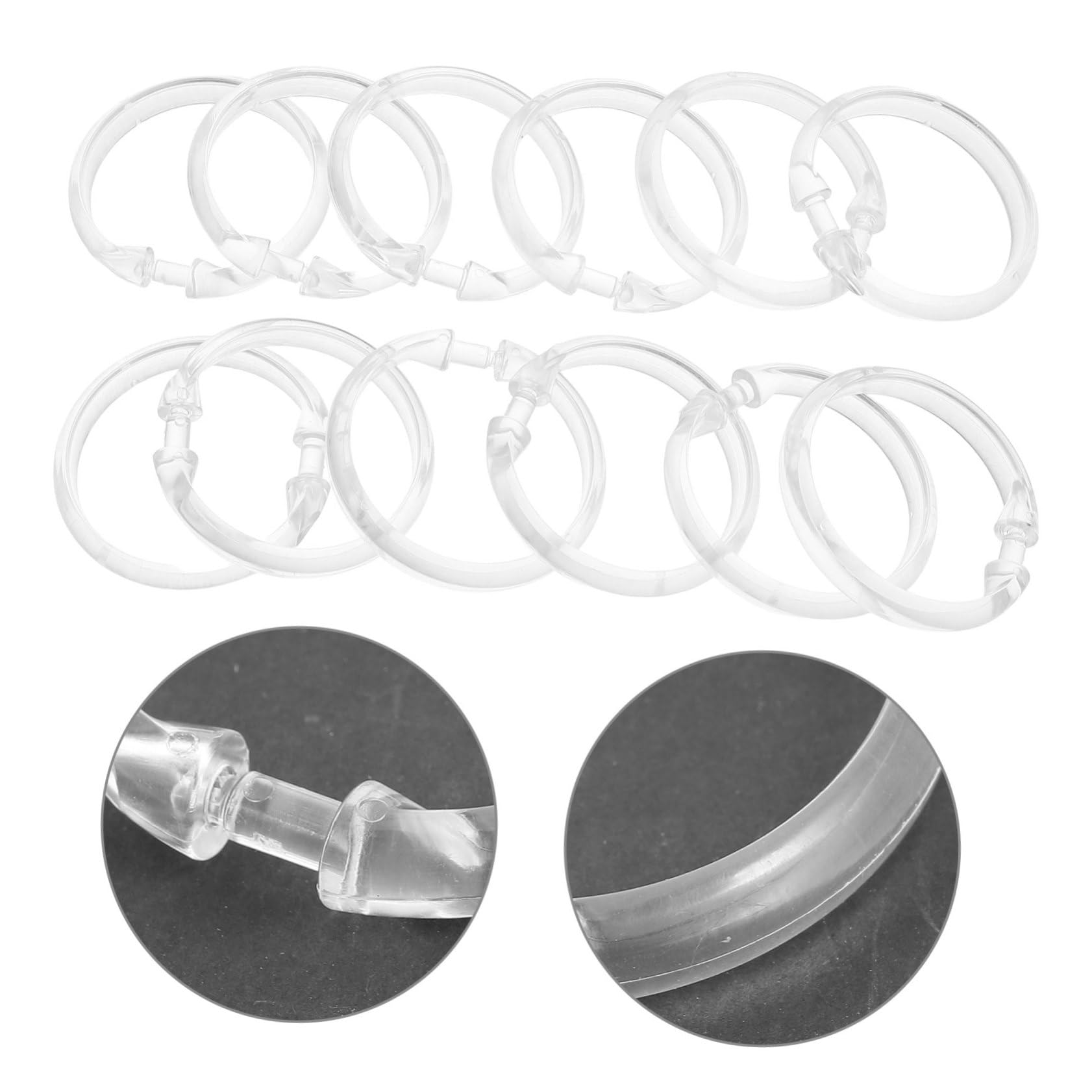 IMIKEYA Anelli per Tenda Doccia Rotondi in Plastica 50 Pezzi | Facile Installazione a Scatto, per Tende e Liner Doccia, Adatti a Bagno e Camera da Letto