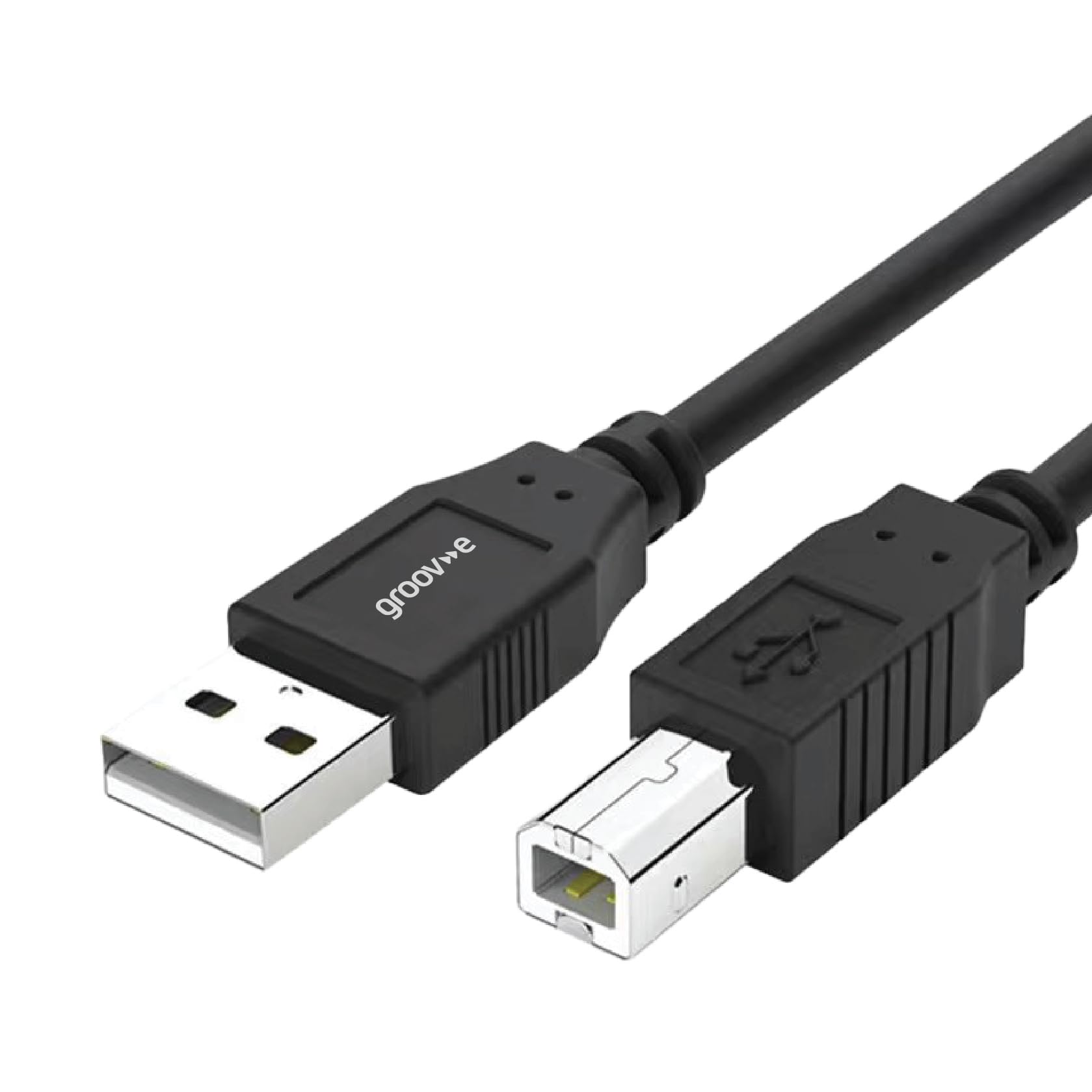 groov e USB-A to USB-B Printer Cable 1.8M - Standard USB Printer Lead for Connecting Computers to Printers and Scanners - Black