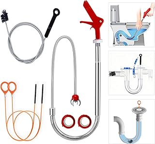 Aozzy 6PCS Drain Unblocker Tools Kit Includes Toilet Auger&Anti-Scratch Tape,AC Drain Line Unclogger&drain snake for Shower Drain Hair Catcher Reusable Drain Clog Remover for Kitchen/Bathroom/WC/Sewer