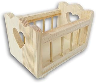 Craft Supply Dollhouse Baby Cradle Crib Miniature Unfinished Wood for Dollhouses, Displays, Crafting, & DIY - 3.3 x 2.5 Inches, Brown, Medium