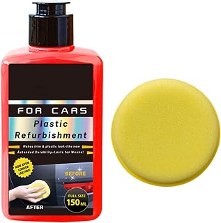 Car Interior Detailer,Interior Shine Car Detailing - with Sponge Polisher Solution 150ml Long-Lasting Protection Remover Liquid for Leather Seat Paint Jewelry Floor Wood Metal