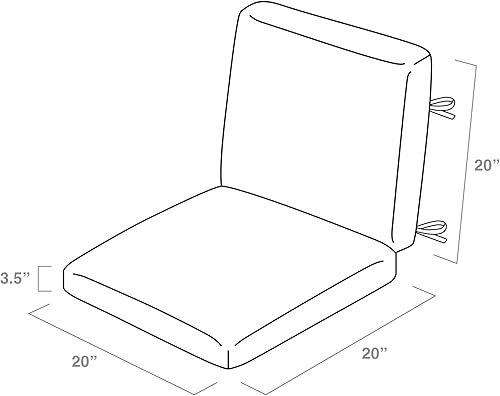 Miniatura 5 de Arden Foam - Cojín para silla de comedor al aire libre, 20 x 20 pulgadas, fabricado con espuma ProFoam, resistente a la lluvia, resistente a la
