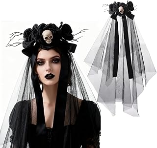 Halloween horror skull hair clip black veil witch clip dark style undead festival dress up festive atmosphere decoration