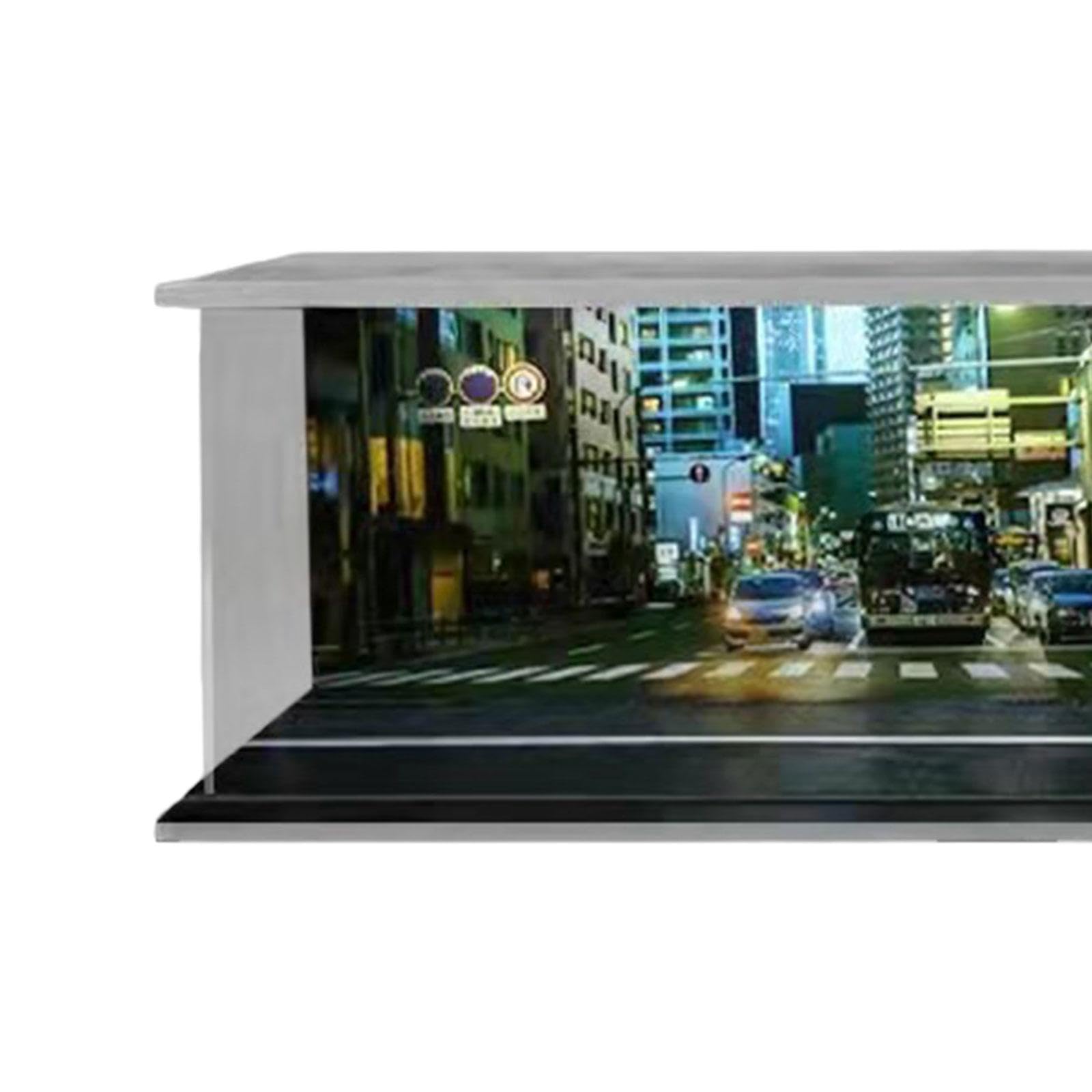 Vitrina en Miniatura a Escala 1/64, Diorama de Coche, Garaje Simulado, Caja de Exhibición LED de Acrílico, Adecuada para, Cruz