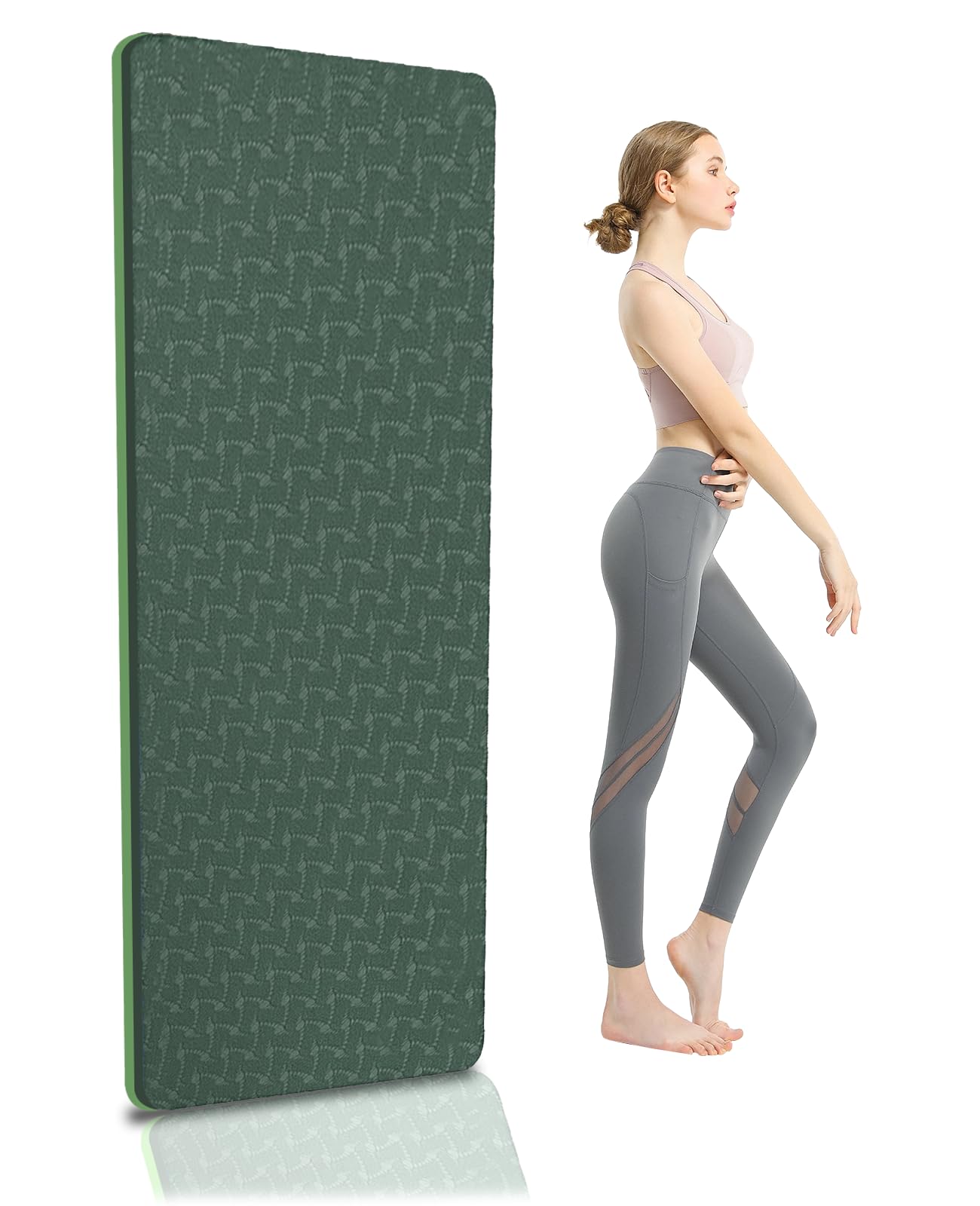 Tappetino da yoga in TPE spessore 8 mm, inodore, antiscivolo, extra spesso, ecologico, per allenamento, pilates, fitness