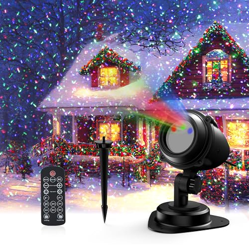 Image of Christmas Laser Lights Projector Outdoor, AIRIVO RGB 3 Colors 11 Lighting Effects Projection Laser Light, Red Green Blue Star Light, Holiday Halloween Decor for Trees, Garden, Home, Landscape