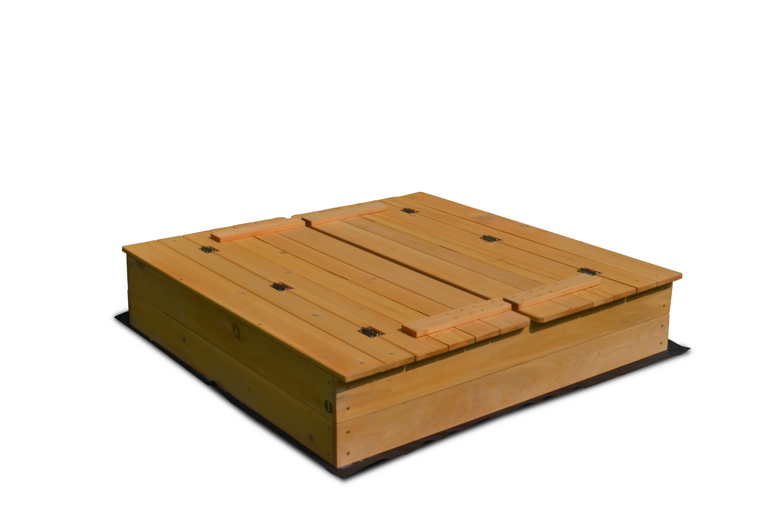 Bac à sable en bois - Pliable - 2 banques - Bâche de sol incluse - 127x123x23cm