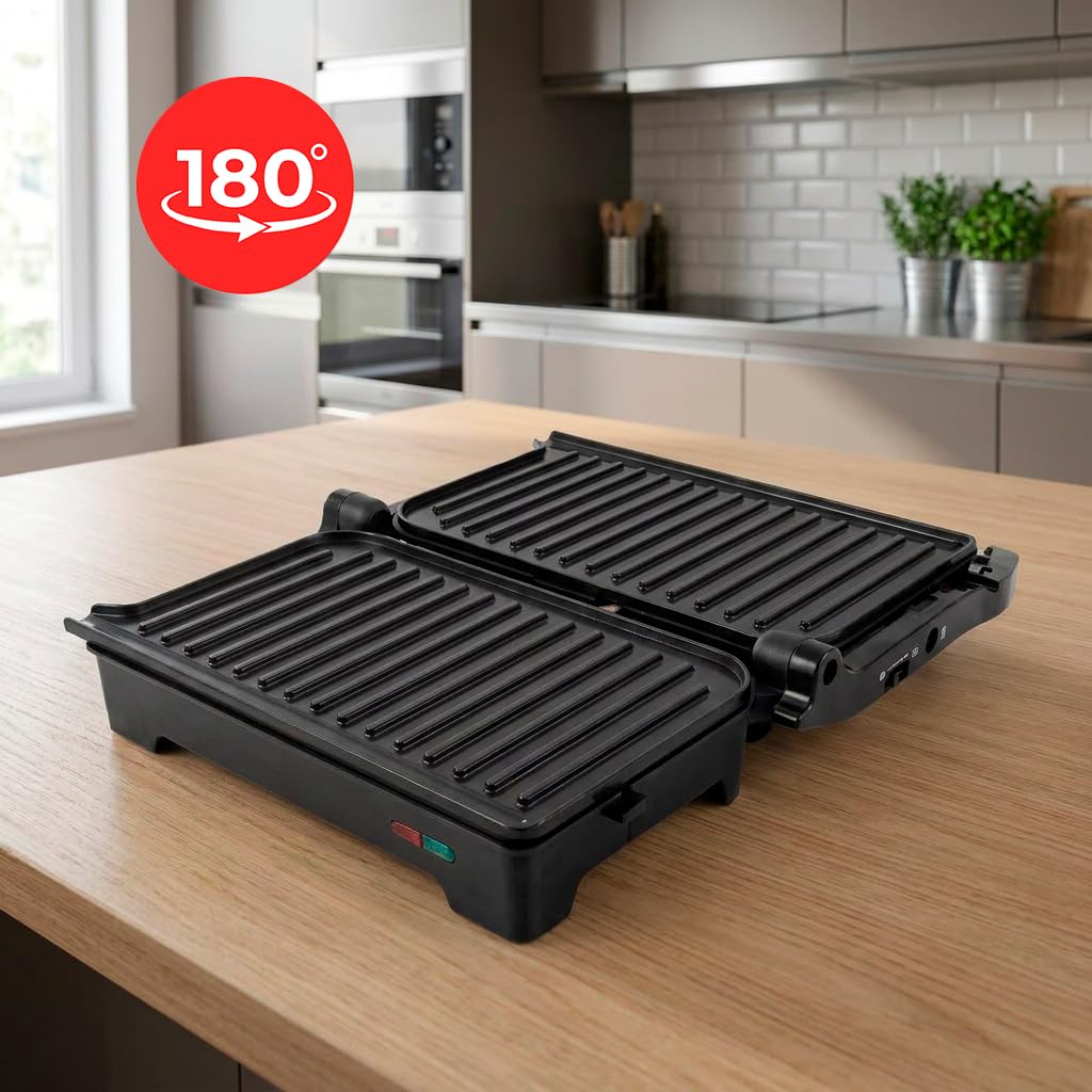 Fagor EasyGrill wielofunkcyjny grill 1200 W, rozmiar XL, 26 x 16,5 cm, otwór 180°, powłoka nieprzywierająca, uchwyt zimny dotyk, idealny do mięsa, warzyw i przekąsek