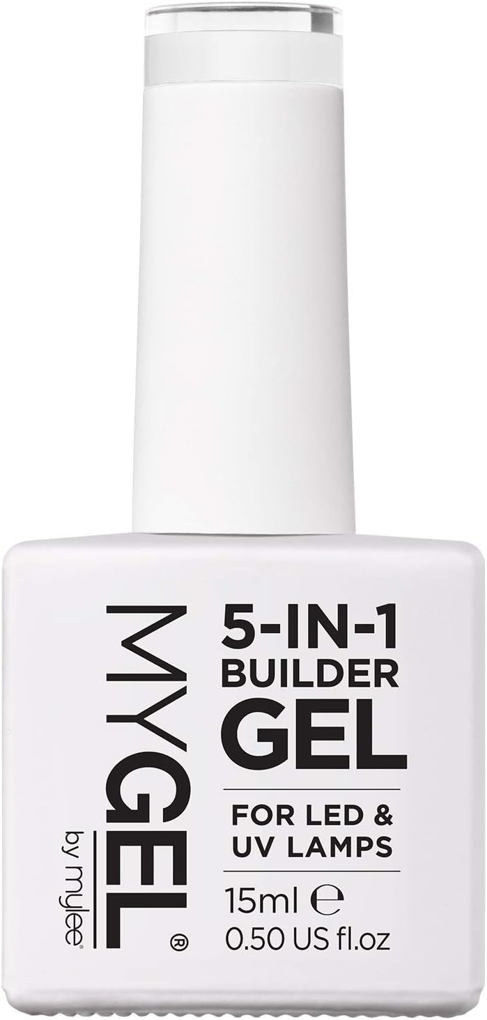 Mylee 5 in 1 Builder Base Strengthening Gel 15ml, UV/LED Nail Polish Coat for Hard Strong Nails Tips & Extensions
