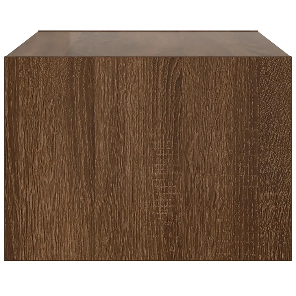 Mueble de TV de pared con luces LED, almacenamiento 75 x 35 x 25 cm, estilo moderno de madera de ingeniería, color marrón 02_0051324