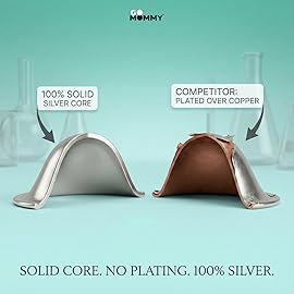 Silver Nipple Shields for Breastfeeding Newborn & A Breastfeeding Essential by Go Mommy - 925 Silver Nursing Cups for Sore Nipple Relief, Protects & Heals Cracked Nipples