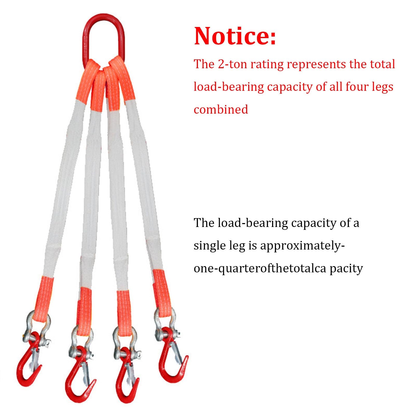 4-Strang-Hebeschlinge mit Haken, 2-Tonnen-Polyester-Hebeschlinge, Anschlagmittel für Heberinge, robuste, Flexible Hebeschlinge für Motoren, kleine Fabriken.(4.92ft/1.5m)