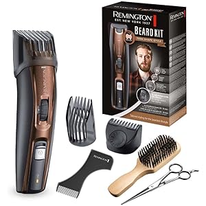 Remington Barttrimmer Herren Set (inkl.XL-Kamm f. Vollbart+EDGEStyler) 3 Aufsteckkämme (Stoppel-, kurzer&XL Kamm) titanbeschichtete selbstschärfende Klingen, Bartschneider, Bartschneidemaschine MB4048
