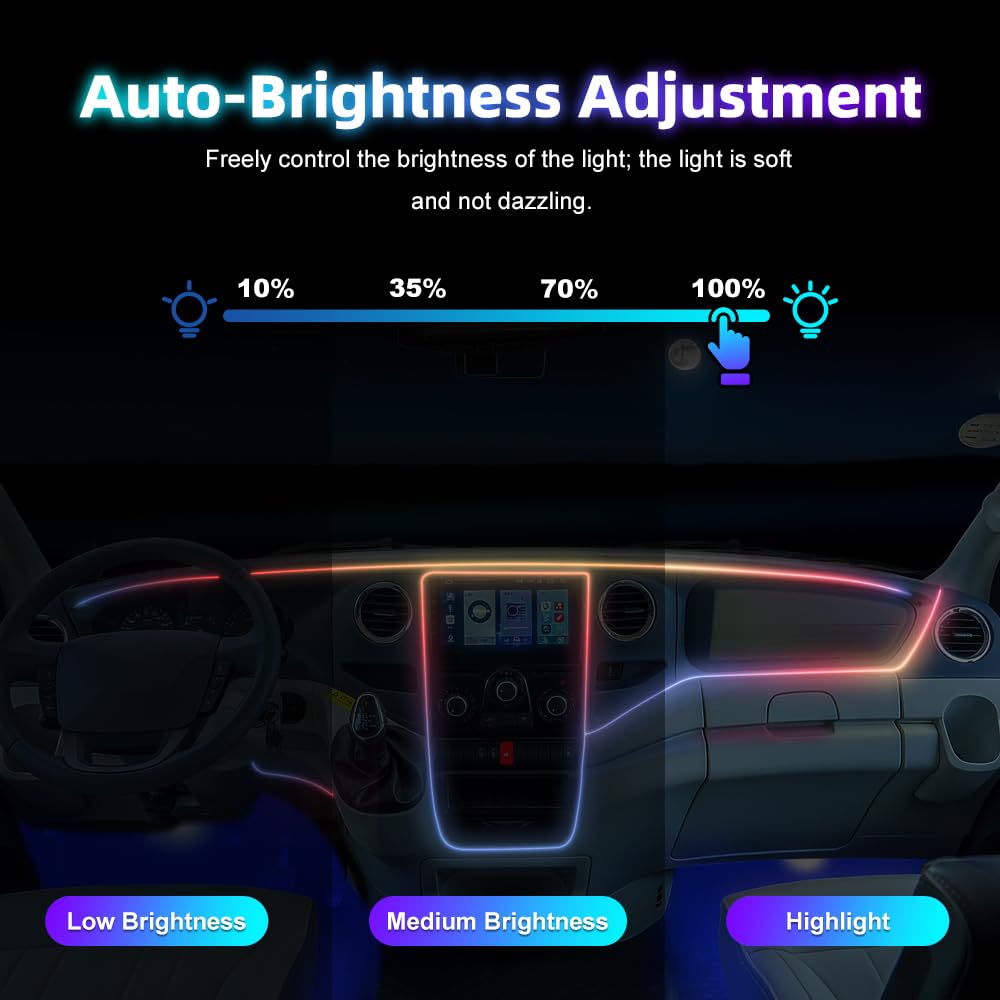 Iluminación ambiental 10 en 1 LED para interior del coche, universal