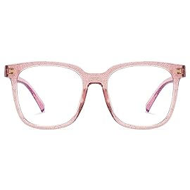 PANNER Oversized Square Blue Light Blocking Glasses for Women Men Anti Glare Reduce Eyestrain Computer Glasses(Pearl Pink)