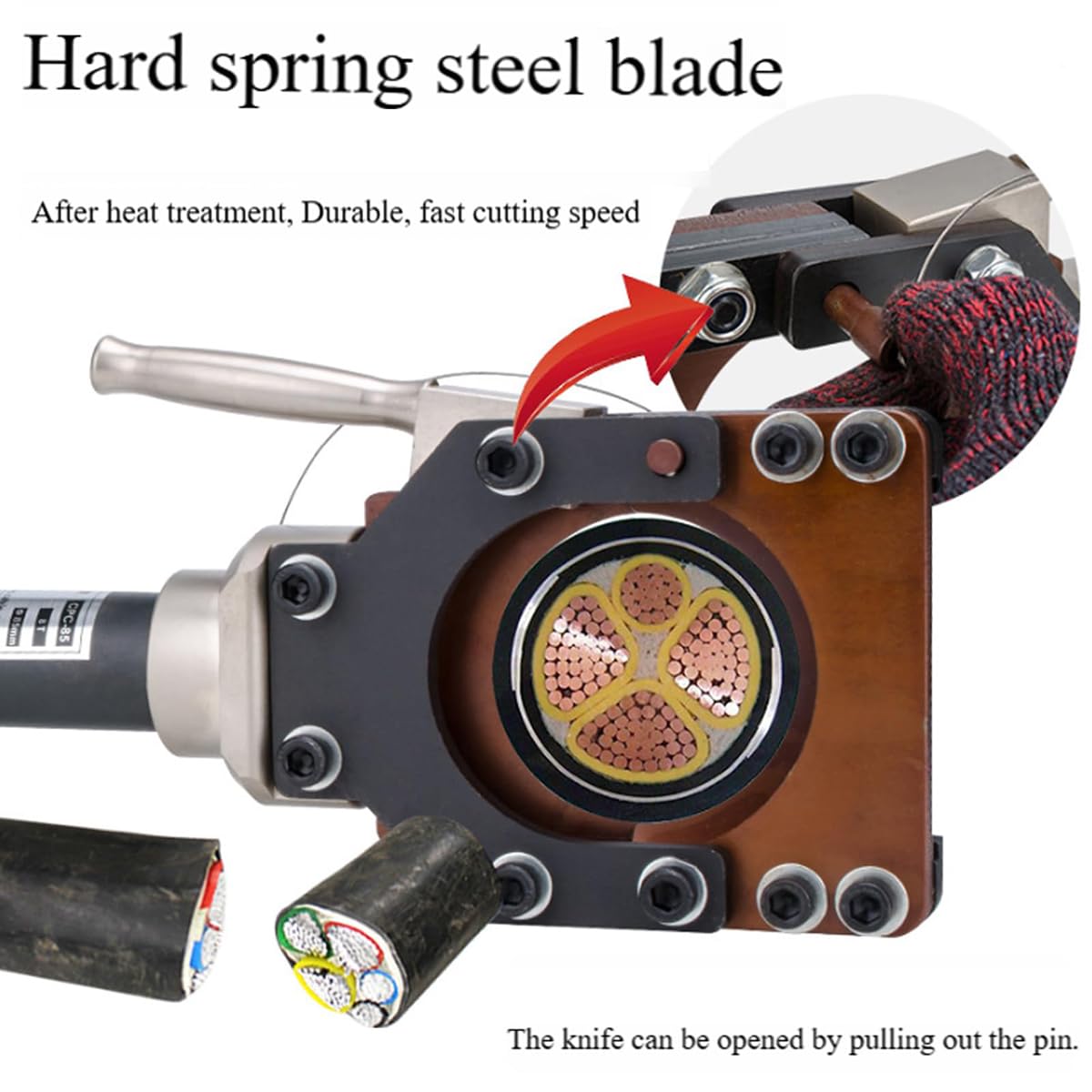 Herramienta cortadora de cables hidráulica resistente con válvula de seguridad, ideal para cortar cables de cobre/aluminio y blindados de hasta 75 mm, diseño de mano para un uso eficiente