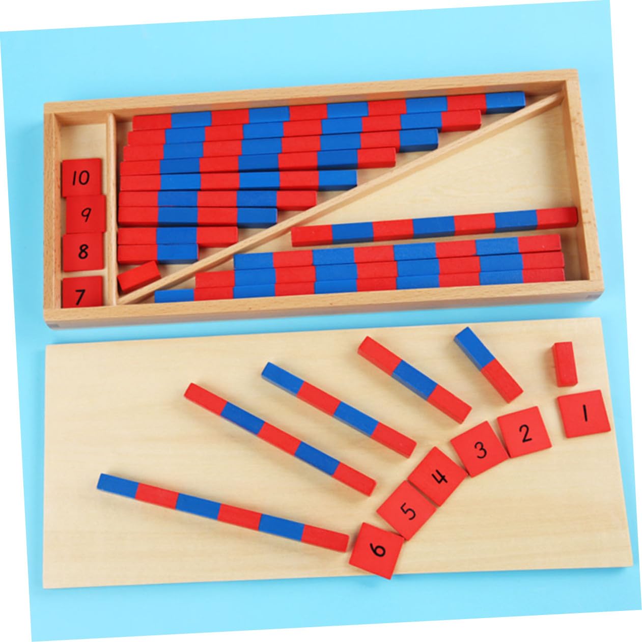 VANZACK Giocattolo Didattico Montessori Numeri Rosso Blu Plastico | Ambiente Educativo e Scuola Materna, per Bambini e Bambine, Abilità Operative Matematiche