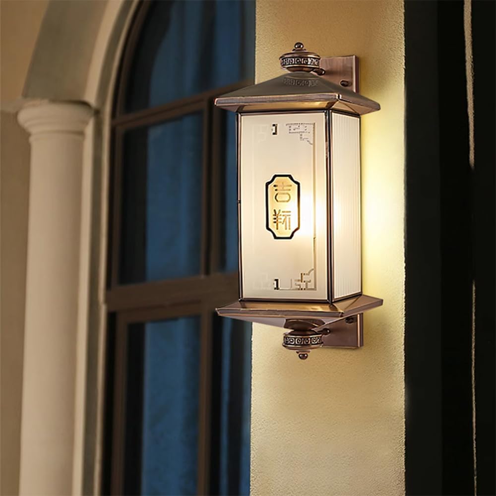SMCCYYSD ContemporaryOutdoor Brass Wall lamp LED Electric Simplicity Waterproof Balcony Hallway Courtyard Villa Gate Hotel Corridor Lamp (G H60CM Electric)