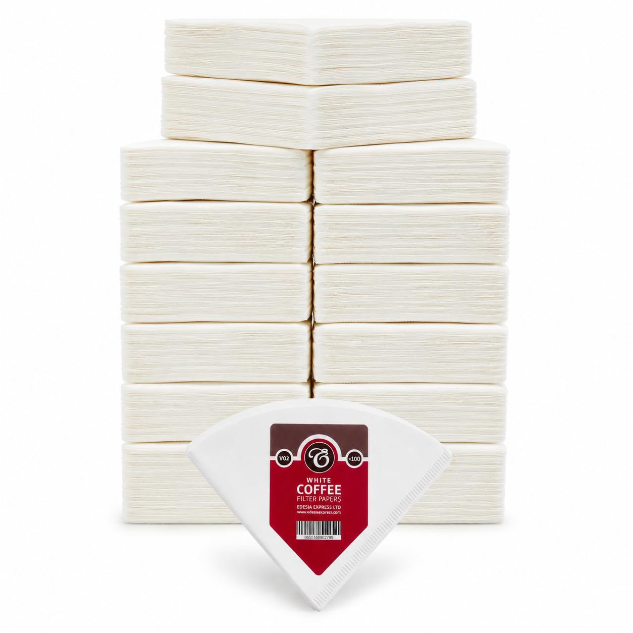 1500 Size V02 White Coffee Filter Papers, Compatible with Size 02 by EDESIA ESPRESS