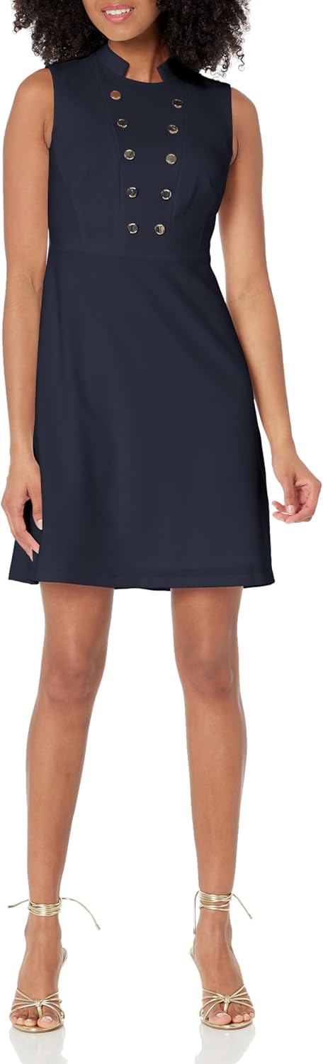 Tommy Hilfiger Women's Petite Sleeveless Mock Collar Dress