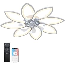 I kl  LED Tavan Vantilat r , Yarat c l k 6 Alevli, Sessiz K s labilir Fan, Tavan Ayd nlatmal , Uzaktan Kumandal  ve Uygulama Kontroll