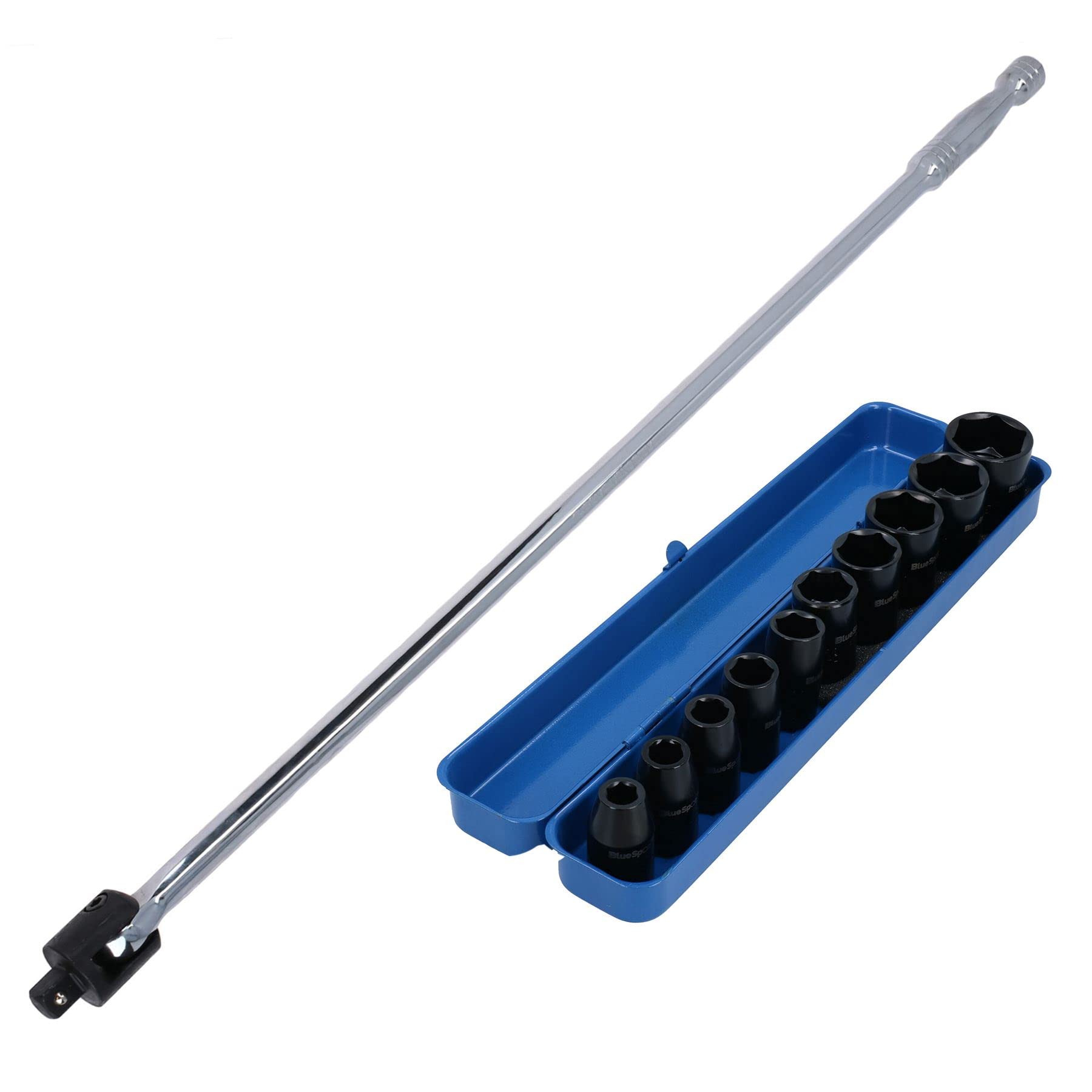 1/2"" Drive Breaker Power Bar 30” + 10pc Impact Shallow Sockets 9mm – 27mm