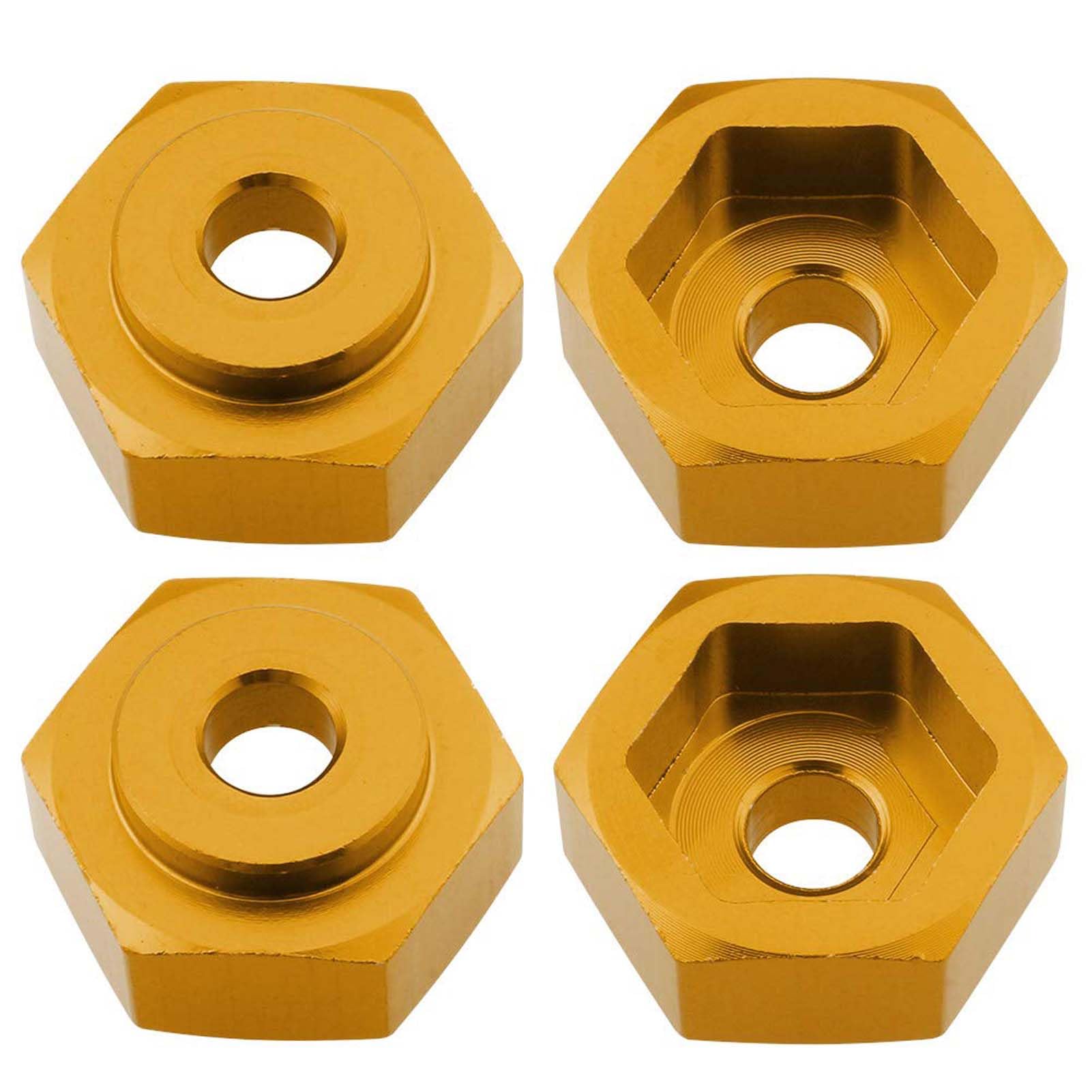 LAFEINA Lot de 4 écrous hexagonaux M17 17 mm en aluminium pour roue 1/8 RC HSP Redcat Himoto (doré