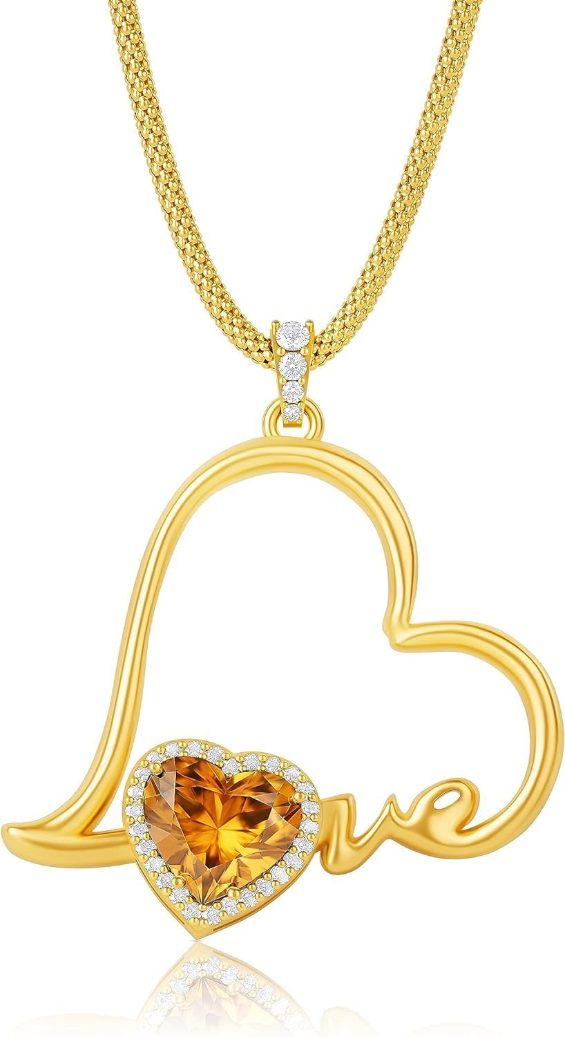 Love Heart Pendant- Infinity Heart Birthstone Necklace for Women- 18k Gold, Rose Gold Filled With 925 Sterling Silver Necklace with Amethyst Heart Pendant- 18+2 Inch Chain