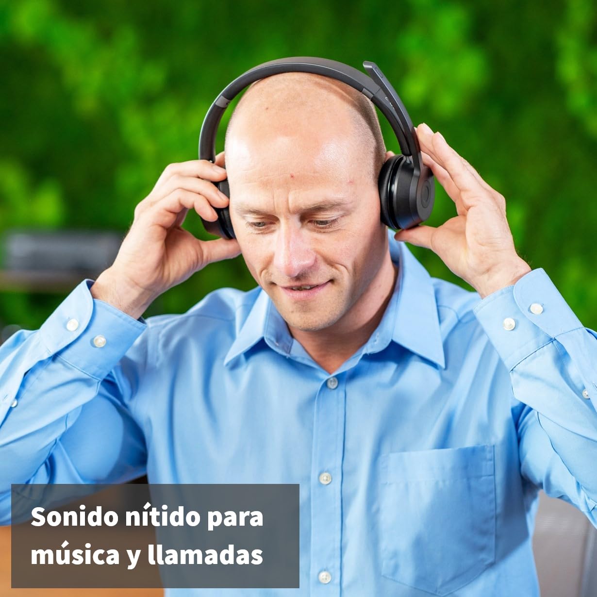 GEQUDIO GB-2 - Auriculares Bluetooth con micrófono, cancelación pasiva de ruido, auriculares inalámbricos, conecta 2 dispositivos simultáneamente (smartphone, teléfono móvil, PC, portátil