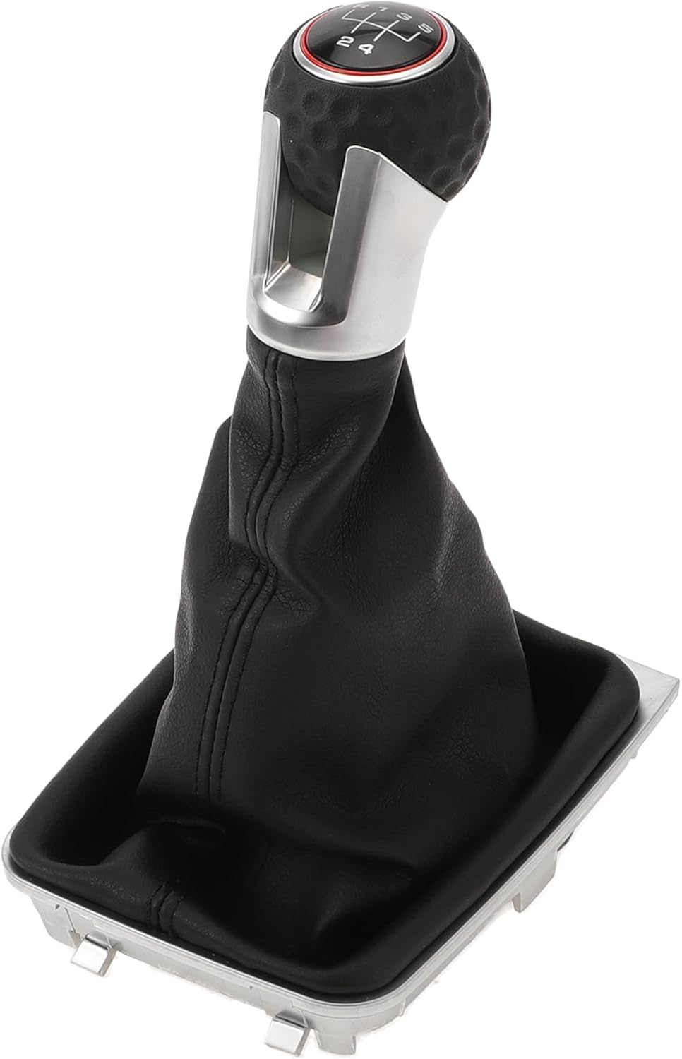 5 Speed Manual Gear Shifter Knob with Cover, Gearbox Stick Shifter Lever Knob for VW Golf MK7 GTI GTD 2013-2018 Plastic Faux Leather Black Red, 1 Pc