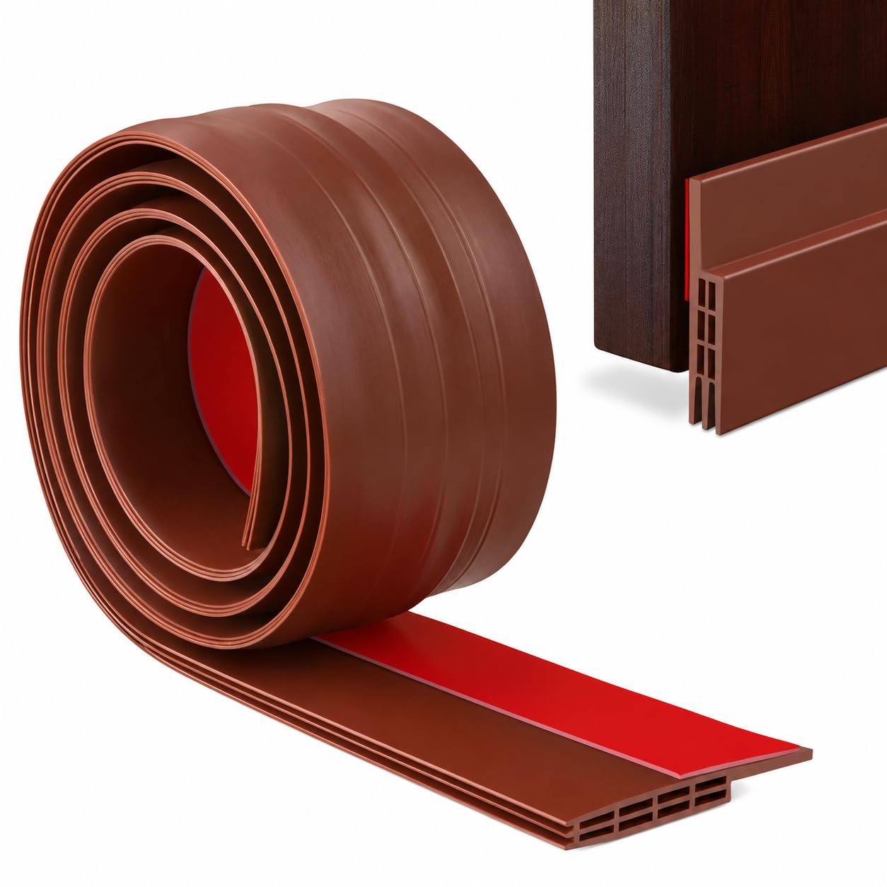 Door Draft Stopper for Bottom of Door 1 Meter | Silicone Door Seal Strip | Door Gap Filler for Dust, Insects, Noise & Air Blocking | Waterproof Rubber Weather Strip, Brown (39 Inch)-image-46
