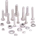 Glarks 665Pcs M3 M4 M5 M6 Stainless Steel Flat Hex Head Screws Bolts Nuts and Flat Gasket Spring Washers Assortment Set