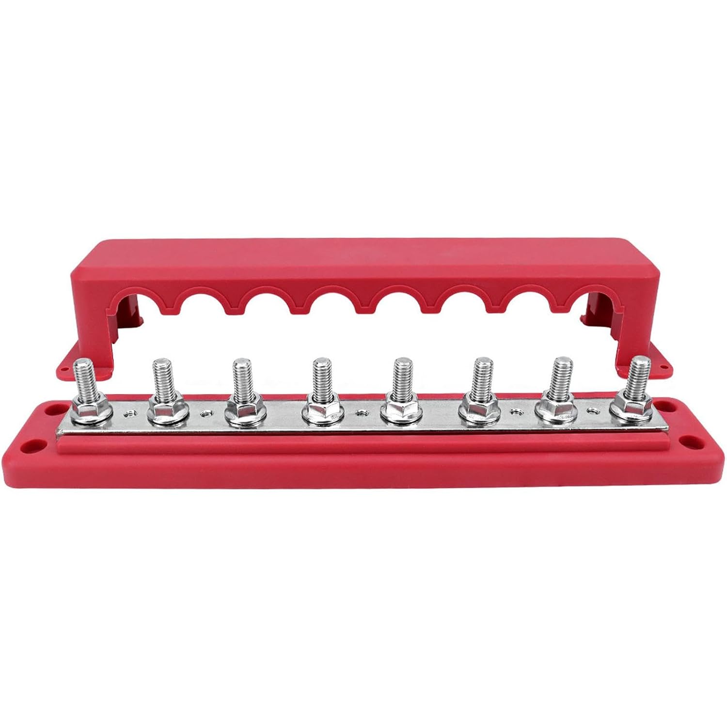 Power Distribution Block Busbar M8 Terminal 12V-48V 300A for Boat Automotive Marine Car Truck- Red 8 Terminals