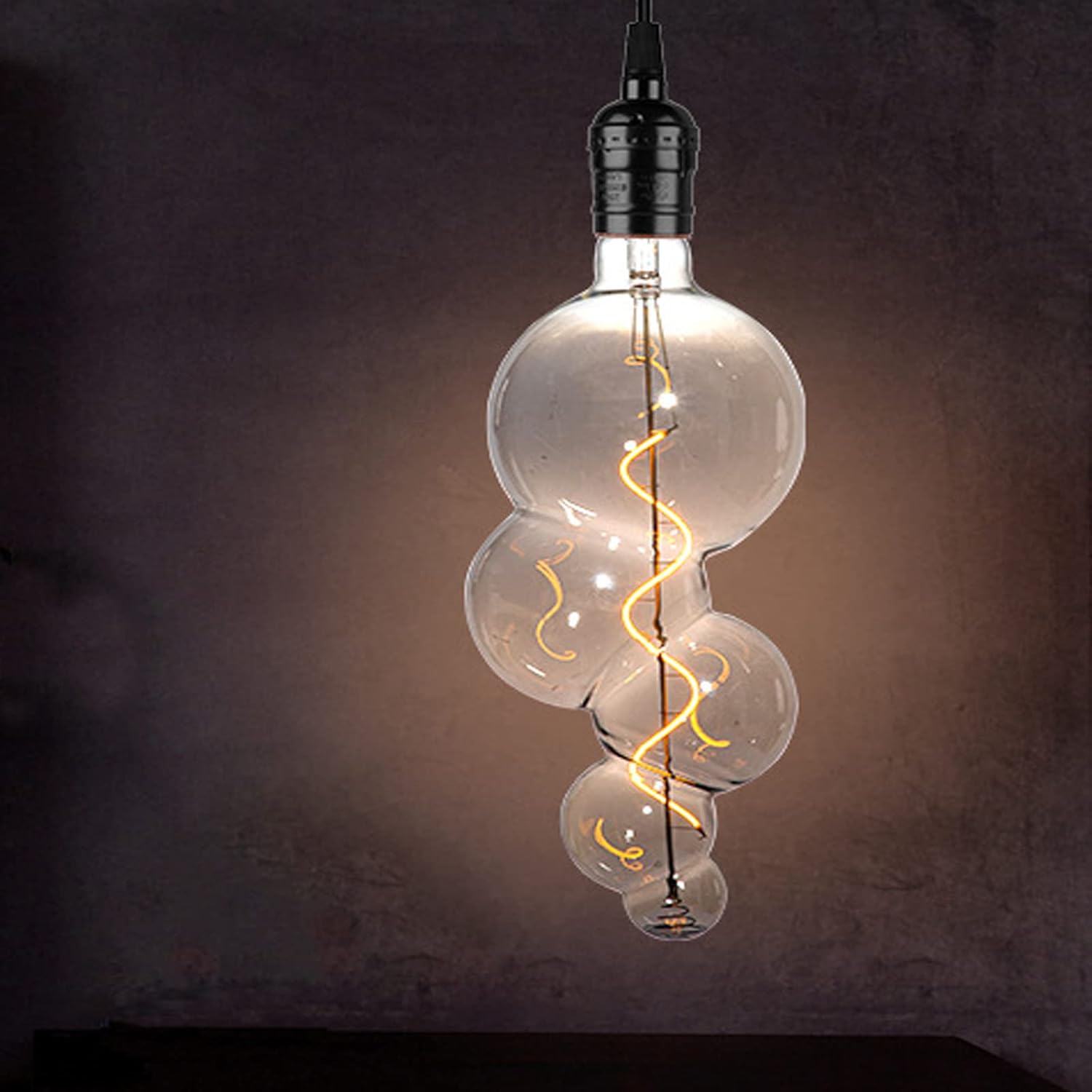 Lxcom Lighting Decorative Large Vintage Light Bulb Bubble Shaped Light Bulb 4W LED Oversized Edison Bulb Warm White 2300K Smoky Grey Glass Spiral Flexible Filament Bulb E26 Base for Home Resturant