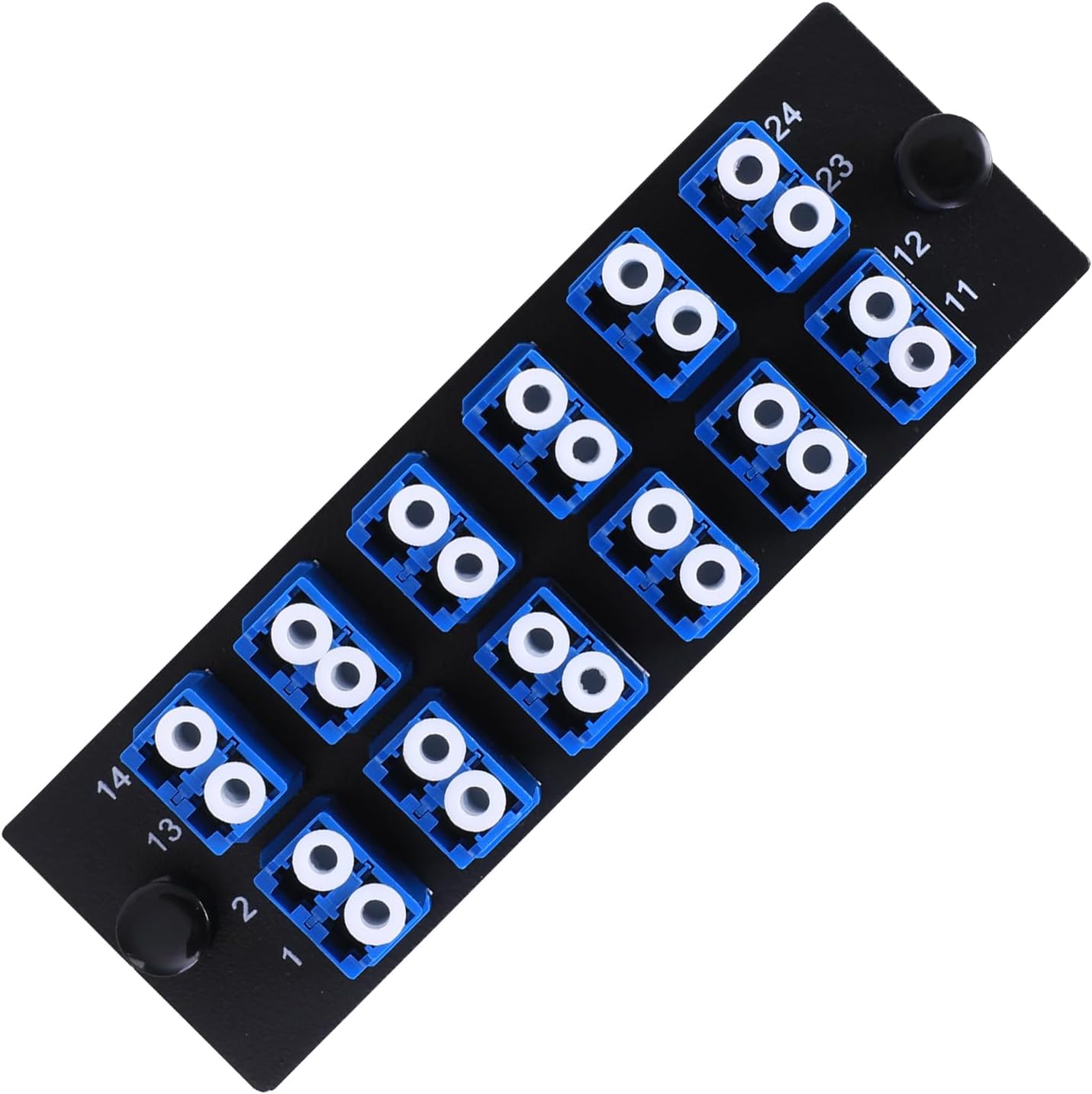 VFLTOOL 12 Duplex LC Adapters LGX Footprint Fiber Patch Panel Loaded 24 Fiber Ports Couplers Enclosure - LC UPC Blue Compatible with SingleMode Multimode|1.25G/10GB OS1-2/OM3