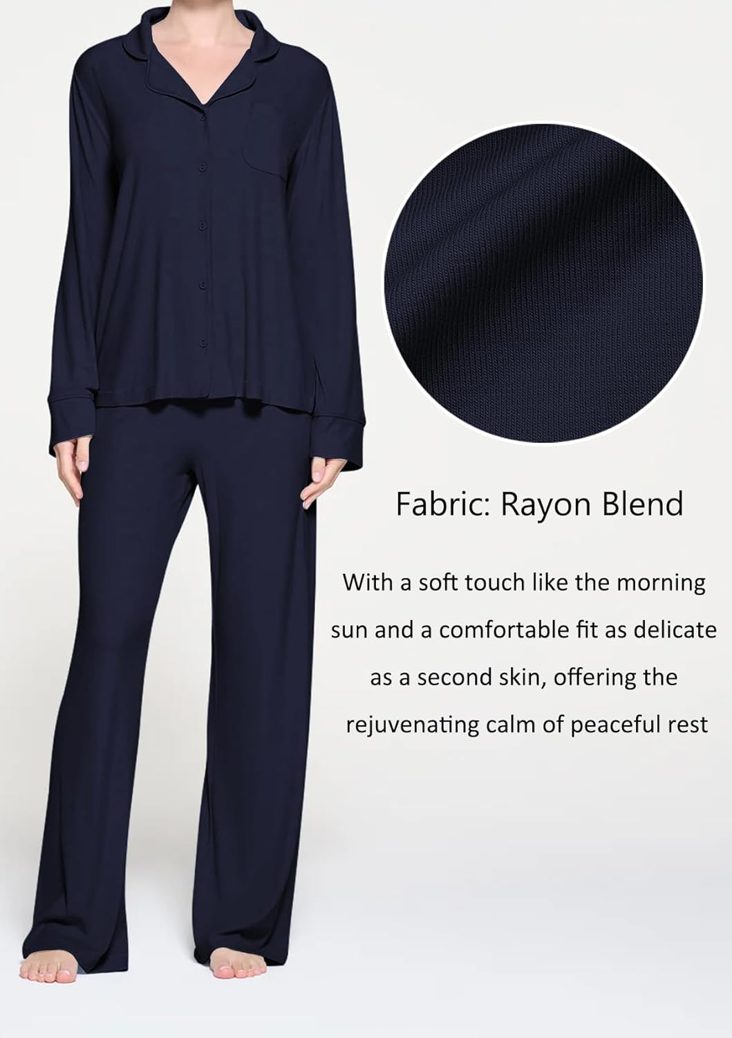 Womens Pajama Sets 2 Piece Button Down Long Sleeve Soft Knitted Sleepwear Pjs Lounge Sets Nightwear - Image 4