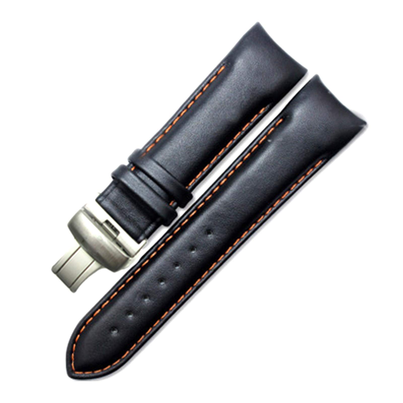 Bracelet montre 22 mm en cuir orange et or idéal pour sublimer votre style au quotidien - 8