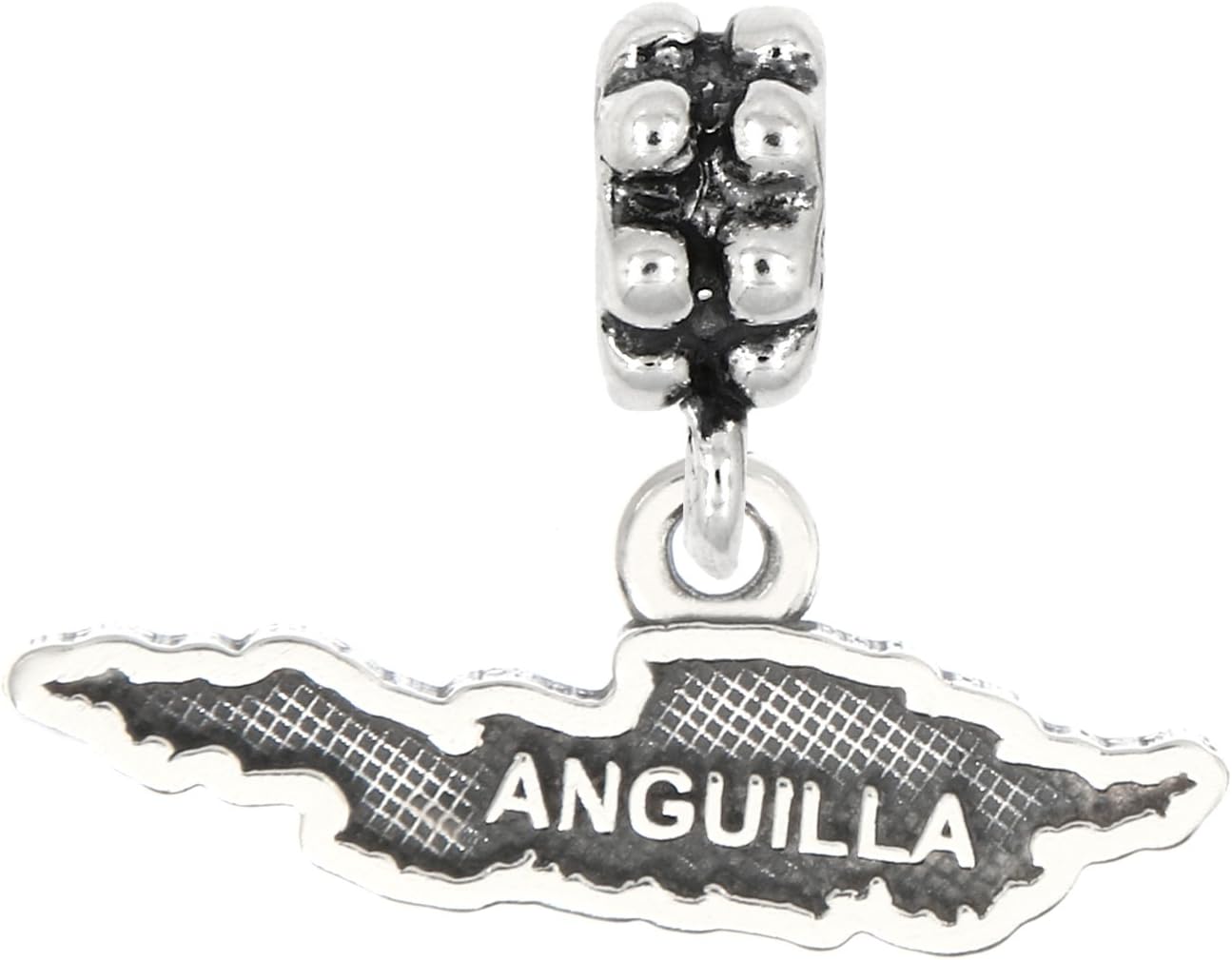 LGU Sterling Silver Oxidized Anguilla Dangle Bead Charm