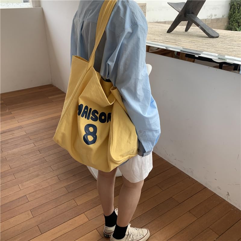 Image of Jeelow Large Striped Or Patterned Canvas Tote Bag for Women Men Shoulder Handbag with Zipper Pocket Travel