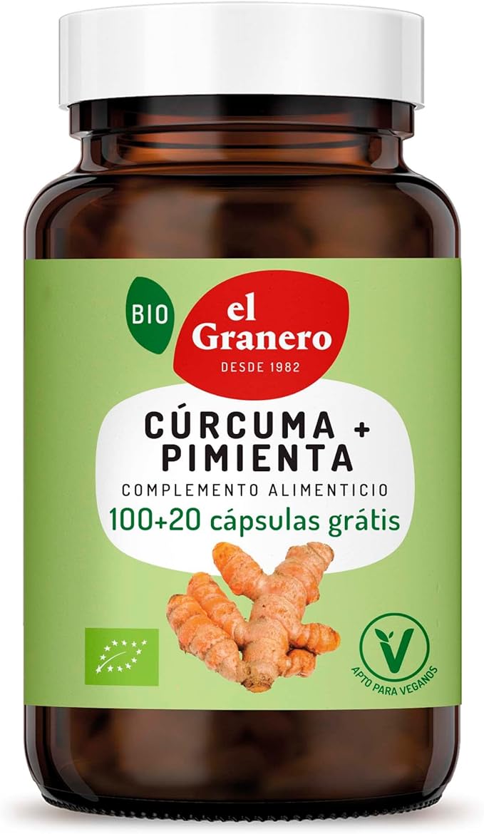 El Granero Integral - Cúrcuma y Pimienta Bio en Cápsulas - 120 Unidades