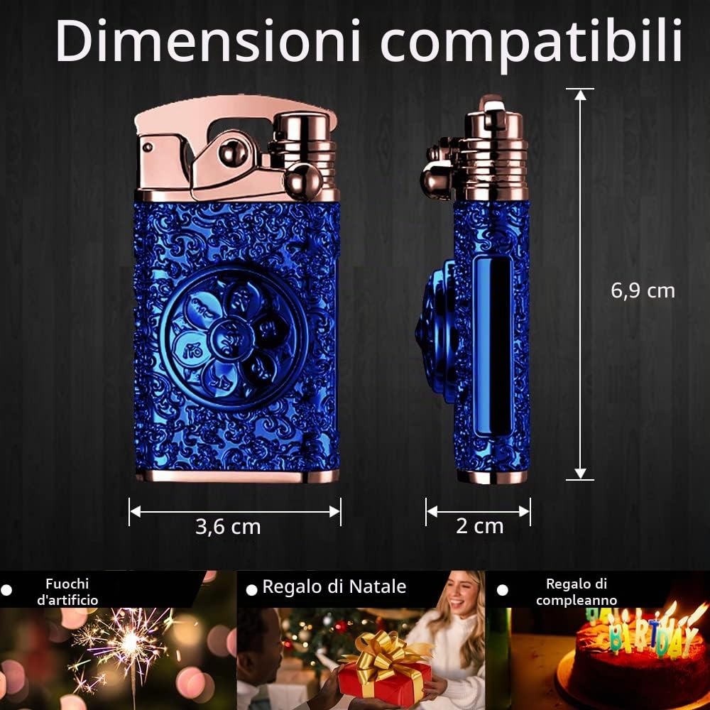 SKRFIRE Accendino elettronico personalizzato con accendino USB ricaricabile senza accendino al plasma con giradischi di decompressione e confezione regalo (blu)