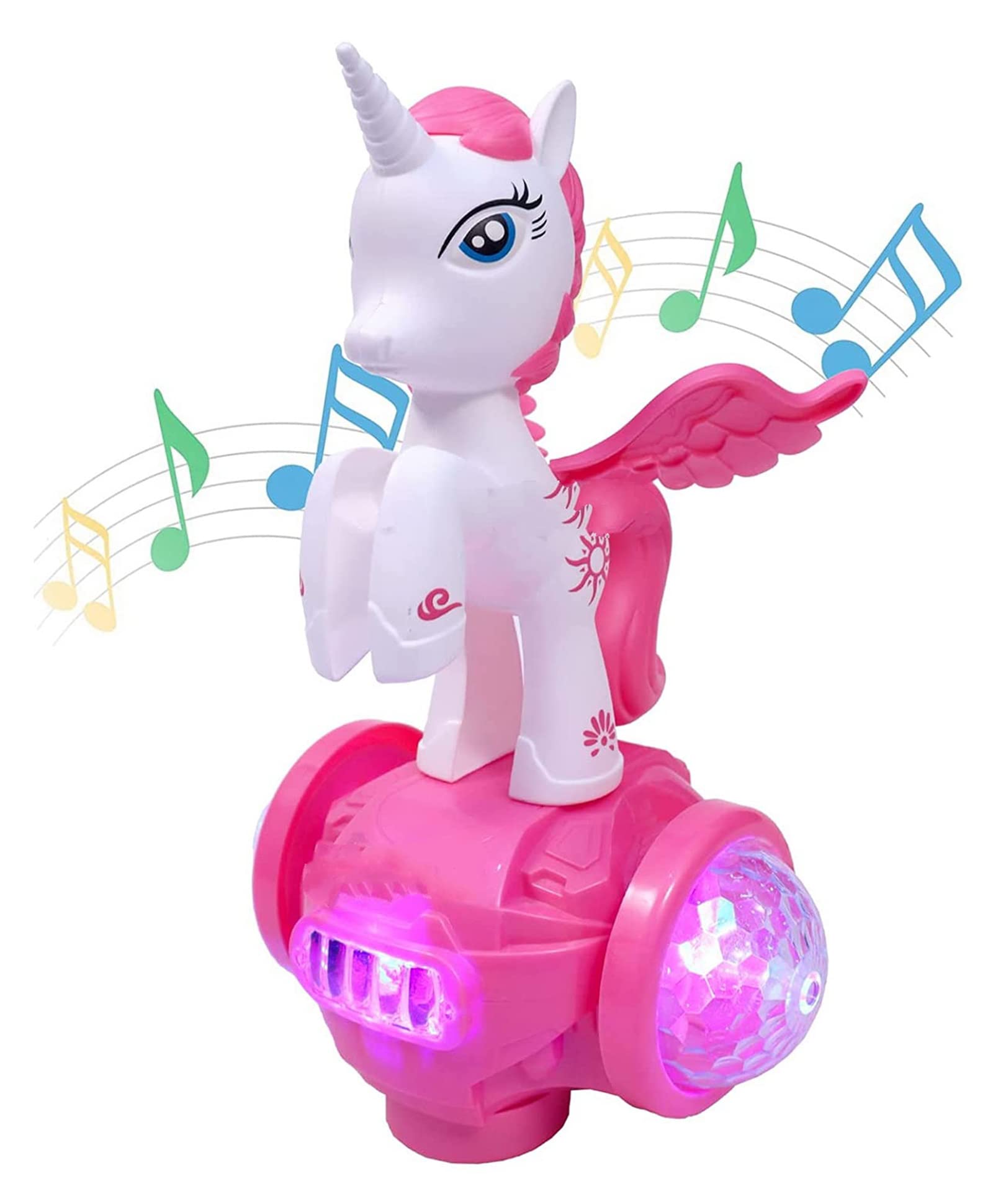 Jack Royal Musical Toy Battery Operated 360 Degree Rotating Musical Dancing 5D Light & Sound Toy with Bump & Go Action for Kids (Unicorn)