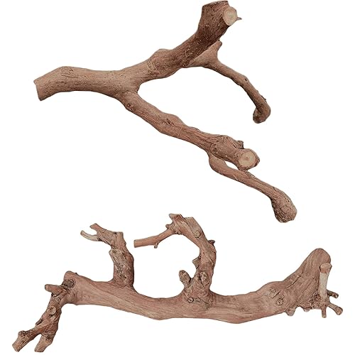 BNOSDM 2PCS Reptile Wood Branches Decor,Lizard Habitat Natural Wood Decoration,Snake