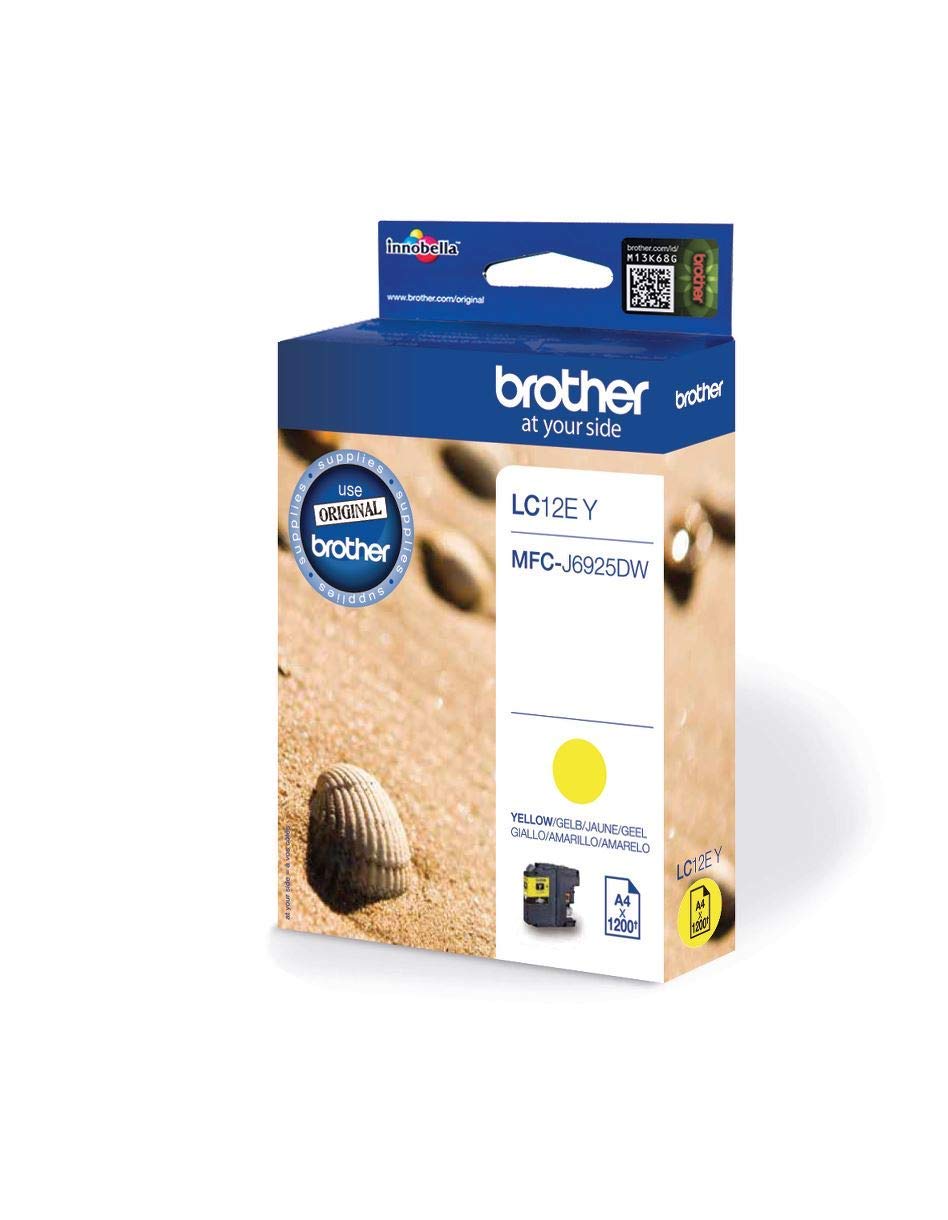 Brother LC12EY Original Tintenpatrone – Gelb – 1 Stück – Bis Zu 1.200 Seiten – Für MFC-Drucker