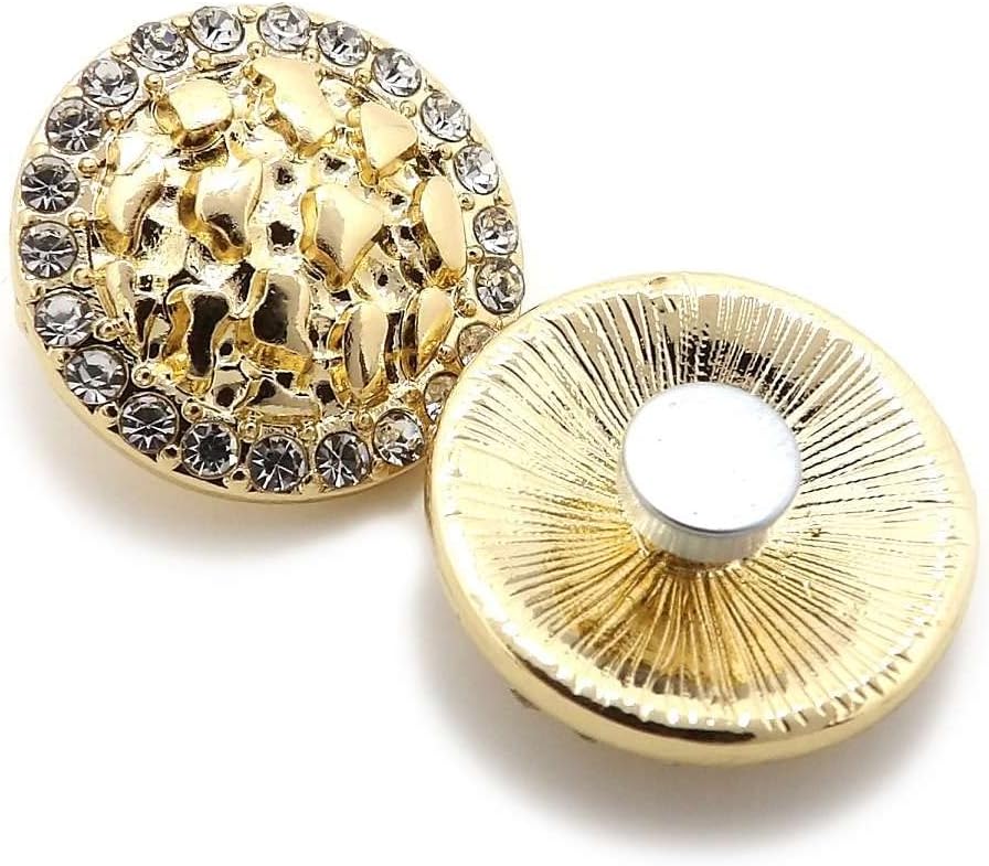 Encircled Iced Out Bling Cookie Nugget Magnetic Stud Earrings, Gold-Tone, 12.7mm
