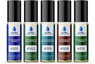 Quality Fragrance Oils' Men's Top 5 Niche Cologne Impressions #1 (Generic Versions of Niche Designer Fragrance) Sampler Gift Set of 5 10.35ml Roll-ons