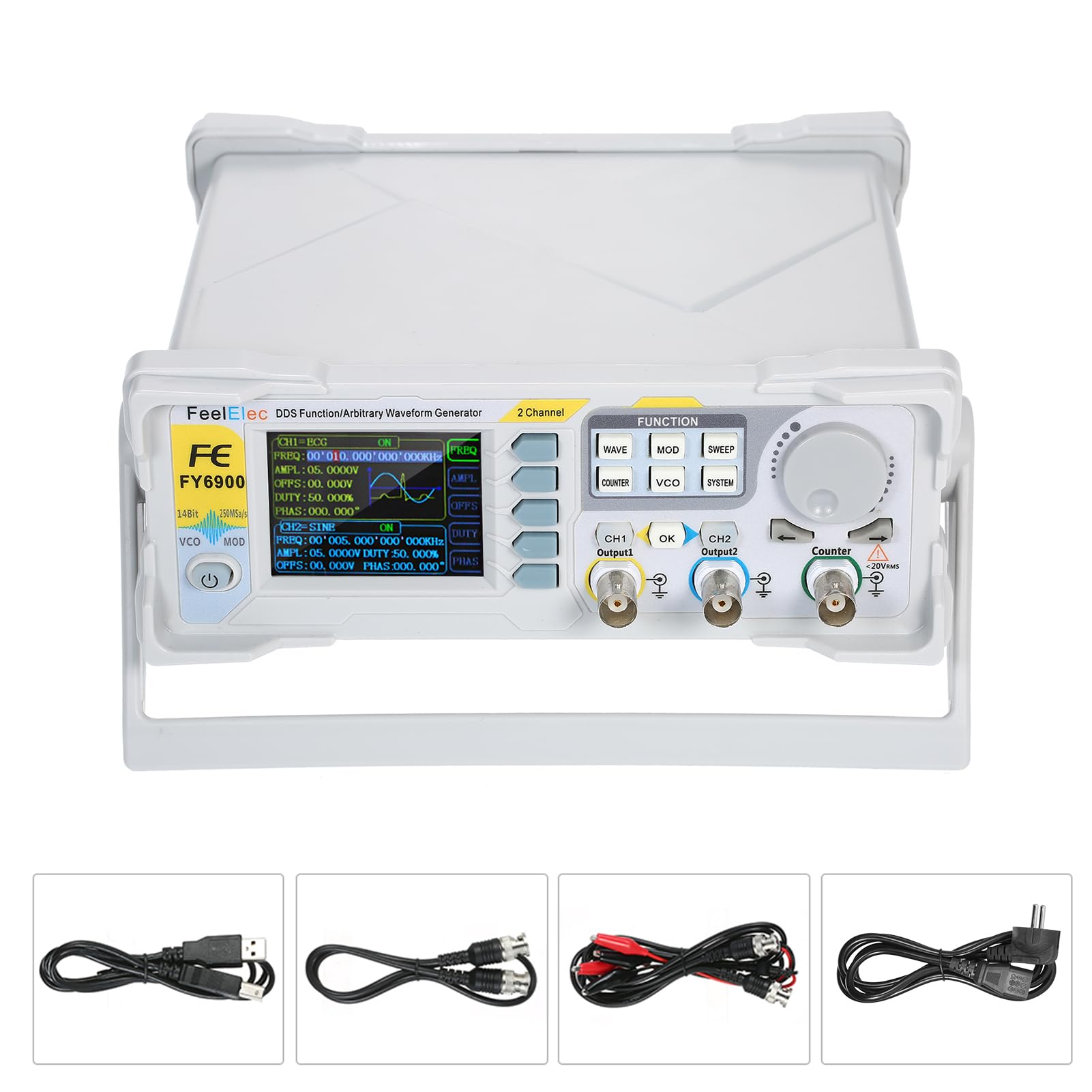 XiaoXIN Générateur de signal de fonction 100MHz Digital DDS haute précision Générateur de signal de fonction/de forme d'onde arbitraire Source de signal d'impulsion Fréquencemètre 300MSa/s Rafale VCO