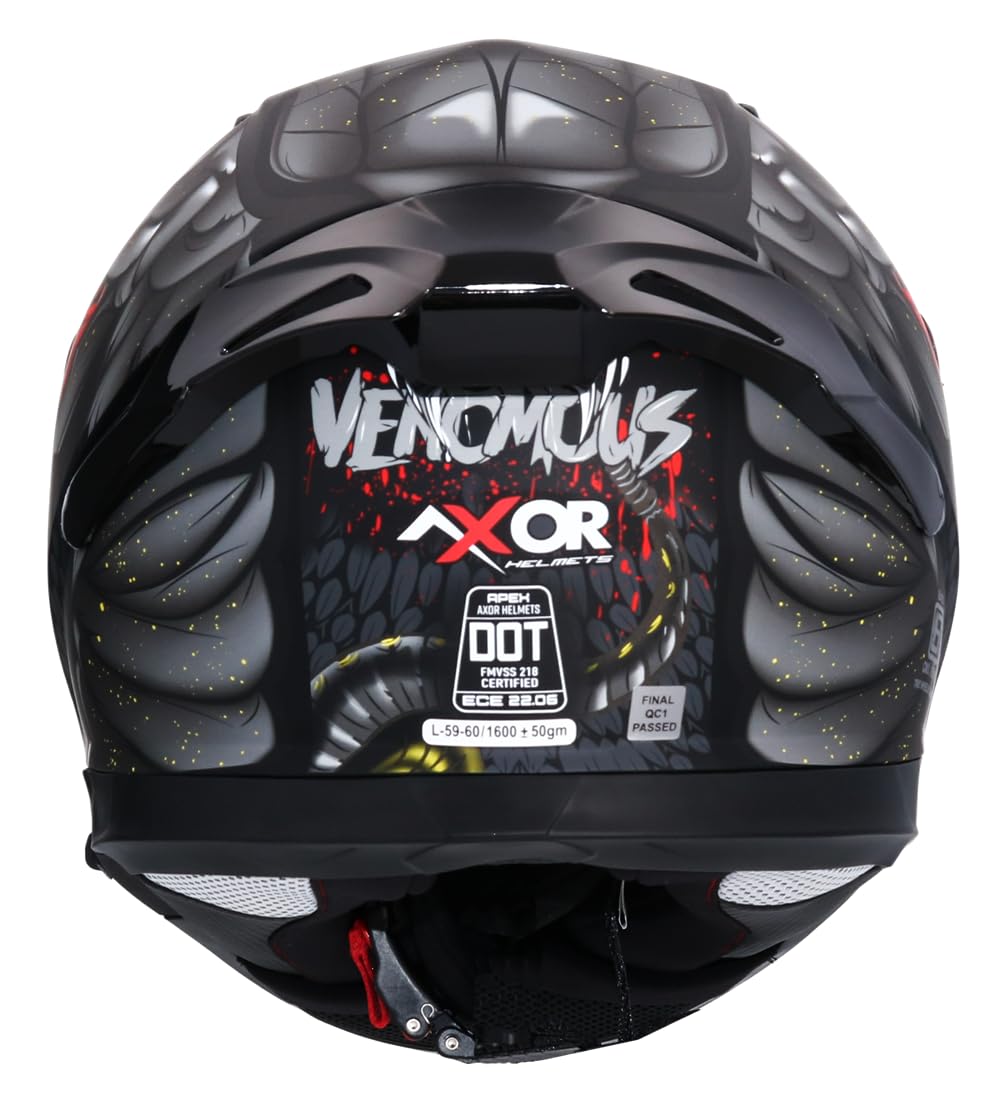 Casco Integral AXOR Apex Venomous DV Negro Mate Gris Totalmente Homologado (M 57/58)